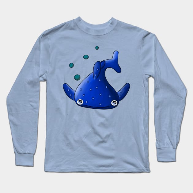 Kawaii Blue Whale Long Sleeve T-Shirt by cmjshop